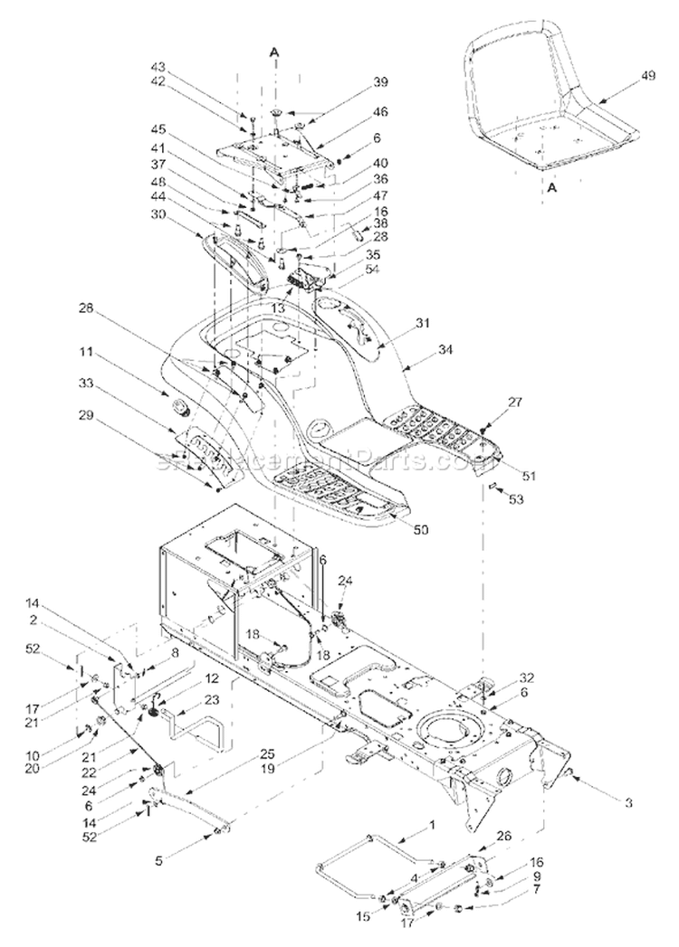 Page E Diagram and Parts List for 13AU604H401 2002 Yard Man Lawn Tractor